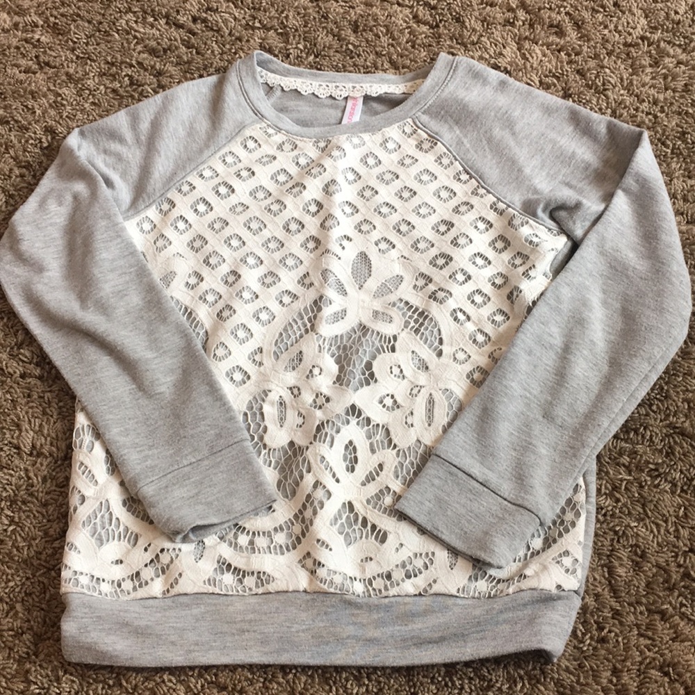 Gently used girls lace sweatshirt
